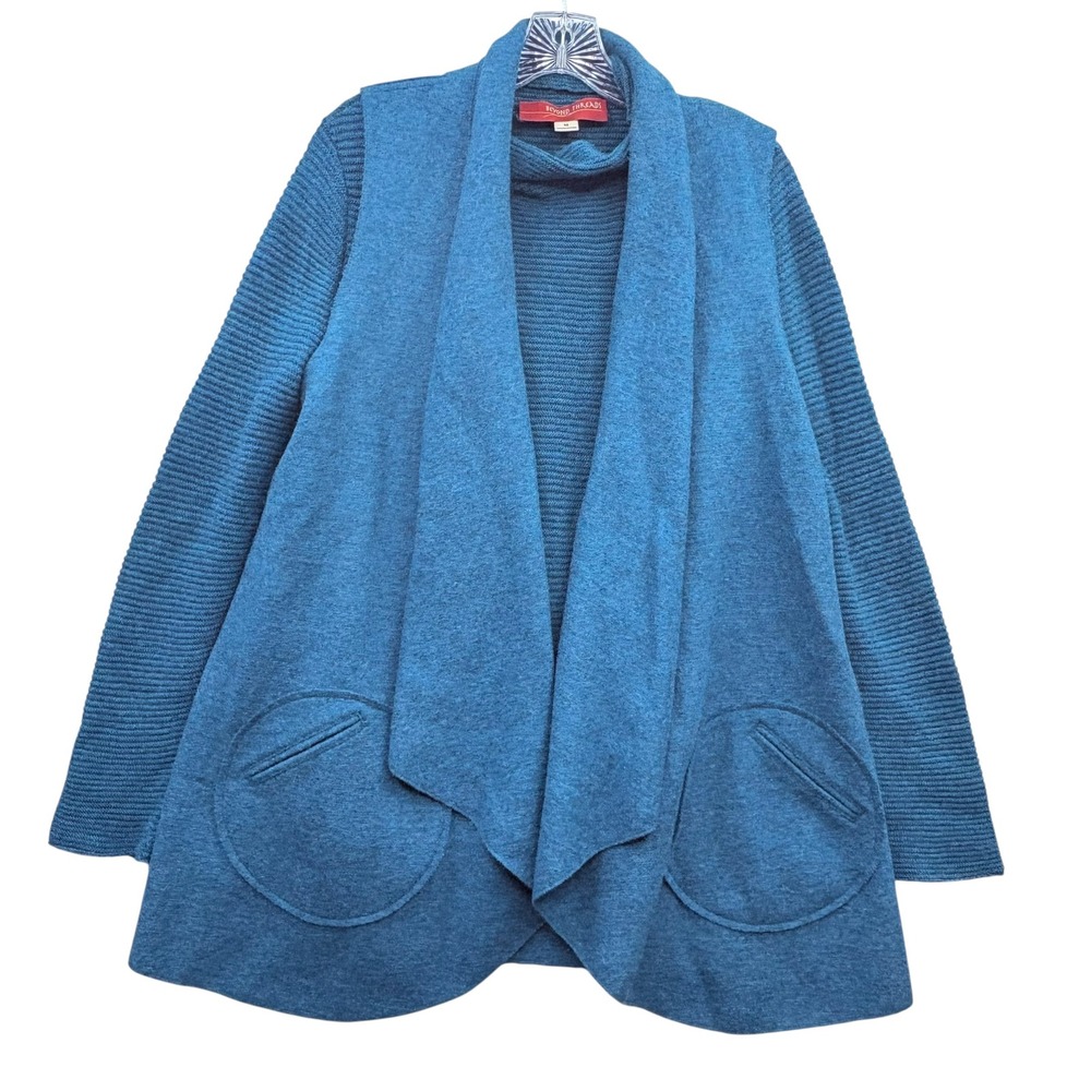 Beyond Threads Women's Teal Blue Alpaca‎ Wool Top And Open Front Vest Boho Set M